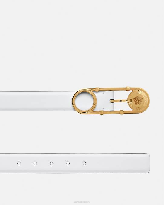 Versace accesorios mujer cinturón de cuero con imperdible 6BPV537 blanco