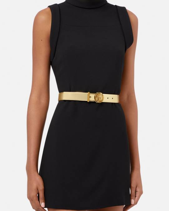 Versace accesorios mujer cinturón de cuero con medusa biggie 6BPV529 oro