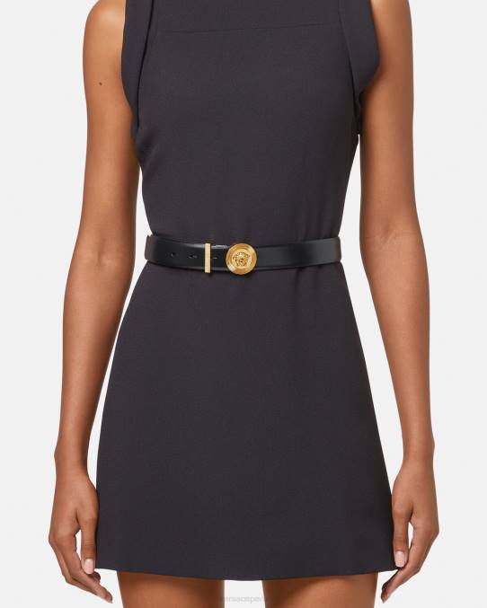 Versace accesorios mujer cinturón de cuero con medusa biggie 6BPV531 negro