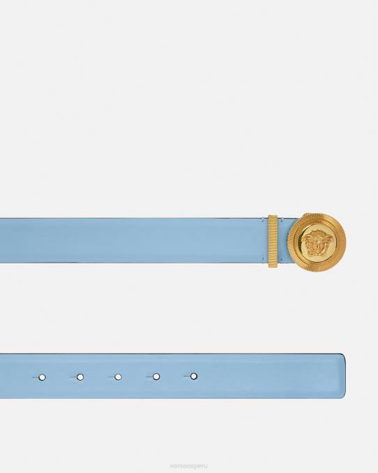 Versace accesorios mujer cinturón de cuero con medusa biggie 6BPV546 azul claro