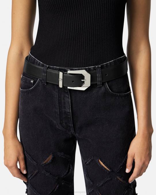 Versace accesorios mujer cinturón de cuero con medusa tradicional 6BPV534 negro