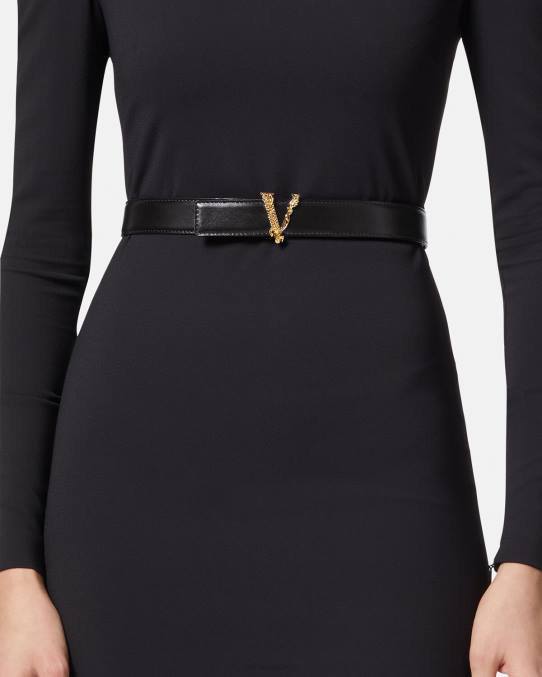 Versace accesorios mujer cinturón de cuero virtus 6BPV539 negro