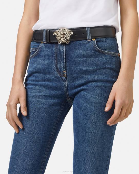 Versace accesorios mujer cinturón de piel de medusa 6BPV526 negro