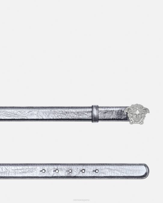 Versace accesorios mujer cinturón de piel metalizado la medusa 6BPV521 azul claro