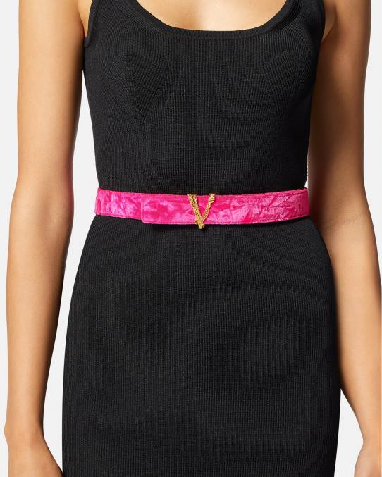 Versace accesorios mujer cinturón de terciopelo virtus 6BPV552 rosa