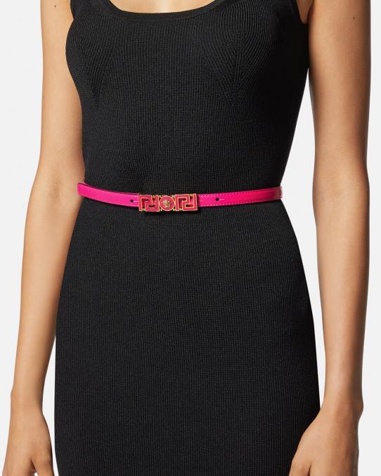 Versace accesorios mujer cinturón fino de piel con Greca Diosa 6BPV543 rosa