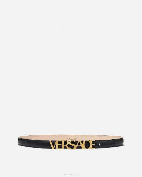 Versace accesorios mujer cinturón fino de piel con logo 6BPV538 negro