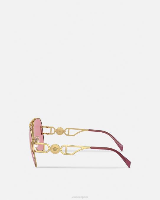 Versace accesorios mujer gafas de sol estilo piloto medusa biggie 6BPV598 oro y rosa