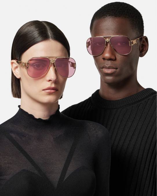 Versace accesorios mujer gafas de sol estilo piloto medusa biggie 6BPV598 oro y rosa