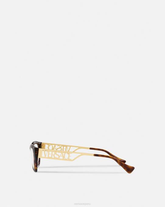Versace accesorios mujer lentes cat-eye estilo años 90 con logo vintage 6BPV705 la habana y el oro