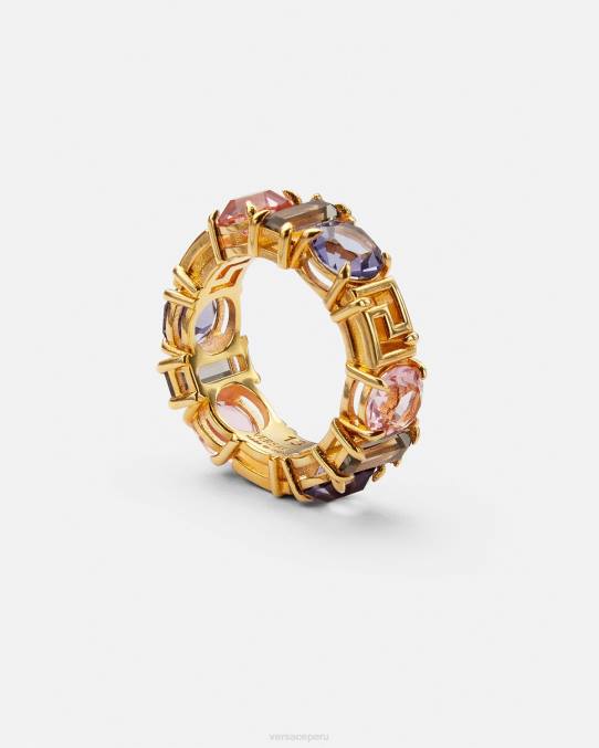 Versace accesorios mujer anillo con greca de cristal 6BPV837 oro