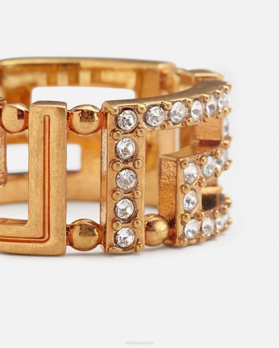 Versace accesorios mujer anillo con greca y cristal 6BPV755 oro