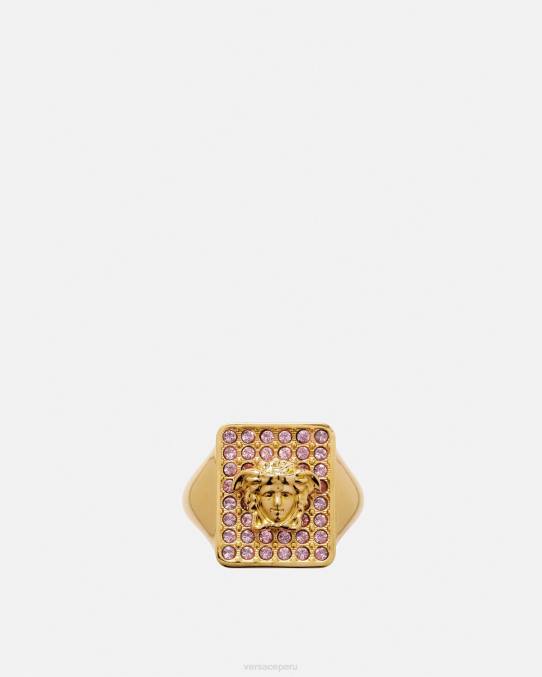 Versace accesorios mujer anillo de cristal de azulejos 6BPV736 oro rosado