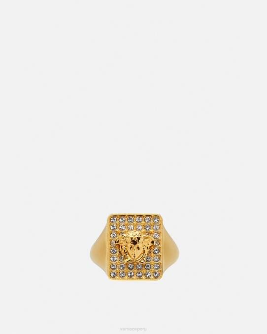 Versace accesorios mujer anillo de cristal de azulejos 6BPV810 oro
