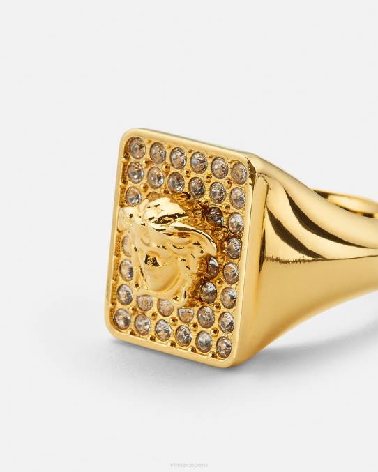 Versace accesorios mujer anillo de cristal de azulejos 6BPV810 oro