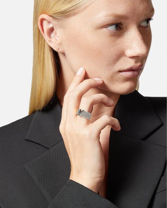 Versace accesorios mujer anillo de cristal virtuoso 6BPV857 plata