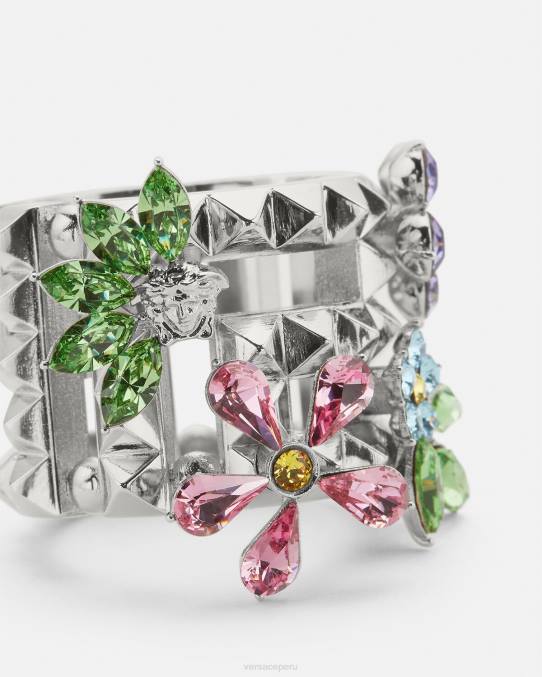 Versace accesorios mujer anillo de flor de cristal 6BPV850 plata