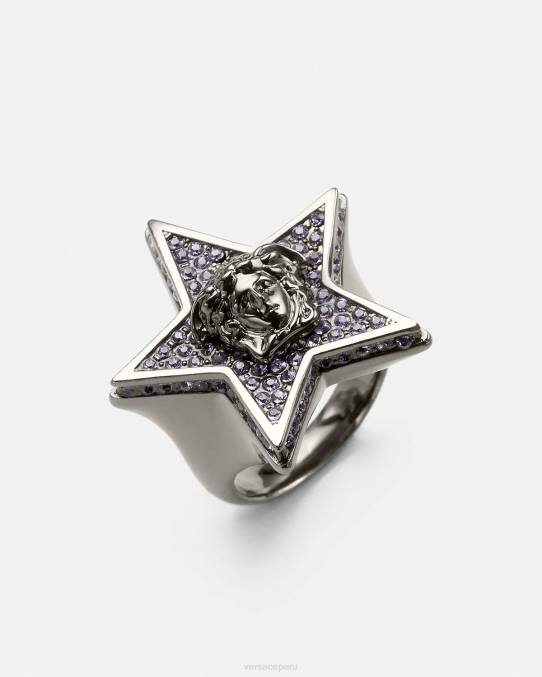 Versace accesorios mujer anillo de galaxia de cristal 6BPV825 gris