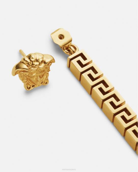Versace accesorios mujer aretes colgantes con greca de medusa 6BPV748 oro