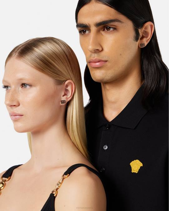 Versace accesorios mujer aretes con greca y tachuelas 6BPV765 plata