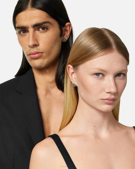 Versace accesorios mujer aretes con medusa esmaltada 6BPV727 verde