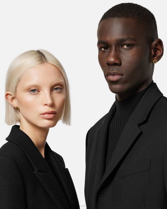 Versace accesorios mujer aretes con medusa esmaltada 6BPV777 oro negro