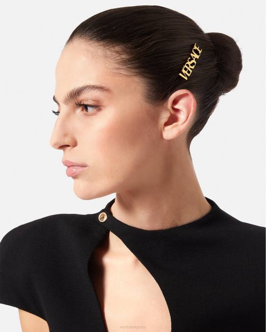 Versace accesorios mujer clip para el cabello izquierdo con logo 6BPV849 oro