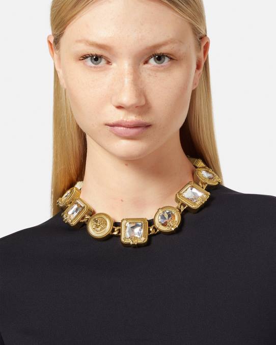 Versace accesorios mujer collar con cristales de medusa biggie 6BPV847 oro