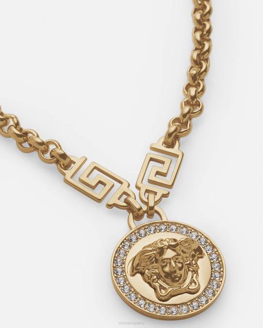 Versace accesorios mujer collar con greca y medusa de cristal 6BPV741 oro