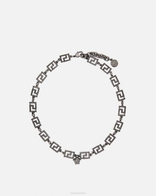 Versace accesorios mujer collar con greca y tachuelas 6BPV764 plata