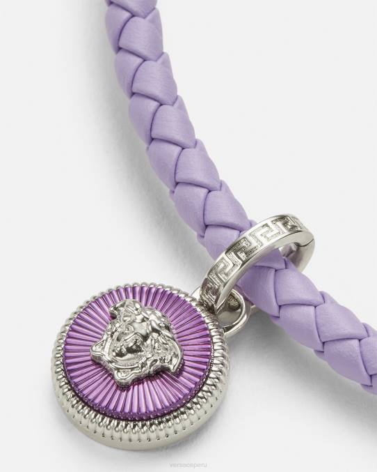 Versace accesorios mujer collar de cuero con medusa biggie 6BPV728 azul claro