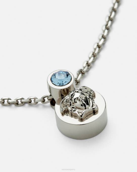 Versace accesorios mujer collar de medusa de cristal 6BPV726 azul claro y metalizado