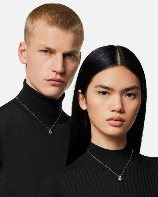 Versace accesorios mujer collar de medusa de cristal 6BPV726 azul claro y metalizado