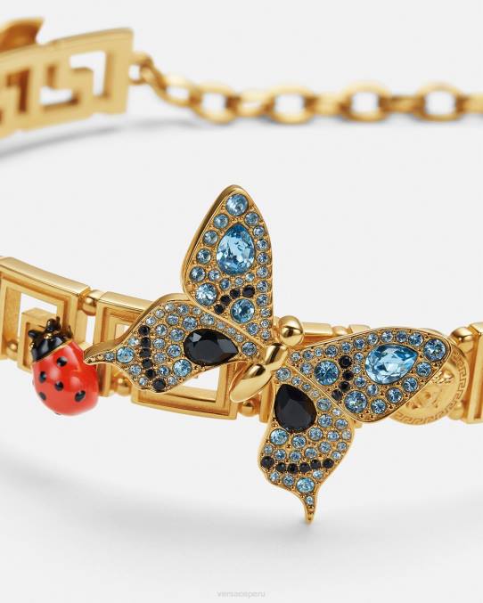 Versace accesorios mujer gargantilla con greca y mariposas de cristal 6BPV716 oro