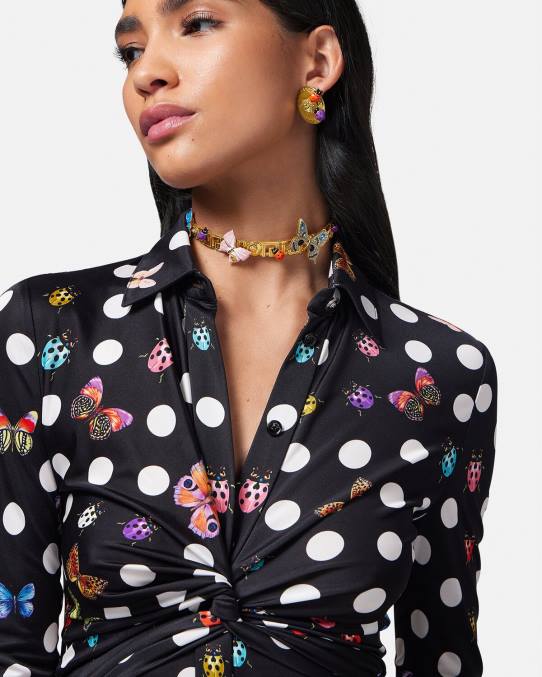 Versace accesorios mujer gargantilla con greca y mariposas de cristal 6BPV716 oro