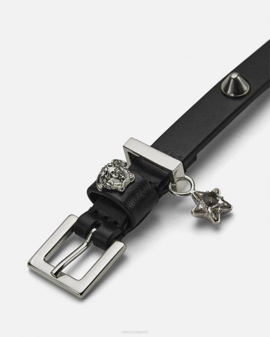 Versace accesorios mujer gargantilla de cuero con tachuelas 6BPV840 negro