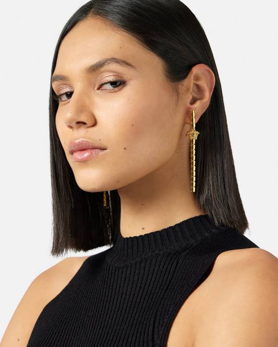 Versace accesorios mujer pendientes asimétricos con greca 6BPV750 oro