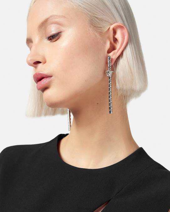 Versace accesorios mujer pendientes asimétricos con greca 6BPV834 plata