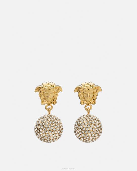 Versace accesorios mujer pendientes con bolas de cristal de medusa 6BPV776 oro