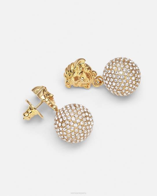 Versace accesorios mujer pendientes con bolas de cristal de medusa 6BPV776 oro