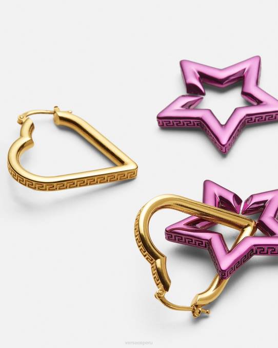 Versace accesorios mujer pendientes de aro con cadena funky 6BPV830 oro y fucsia
