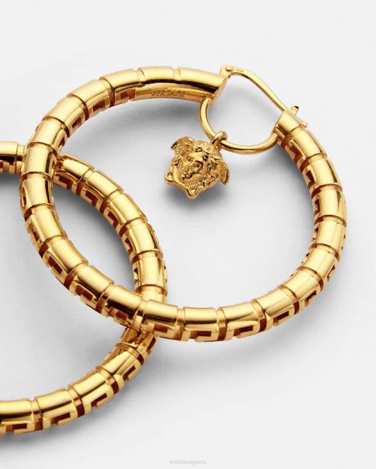 Versace accesorios mujer pendientes de aro con greca 6BPV749 oro
