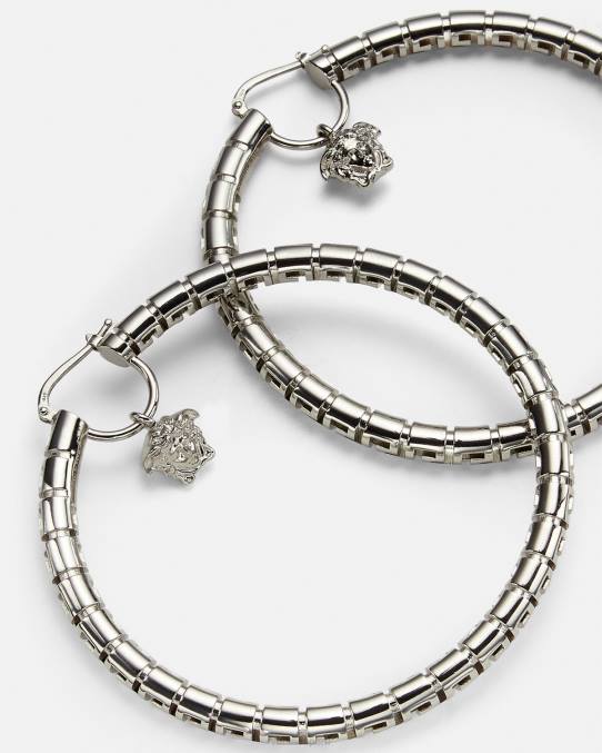 Versace accesorios mujer pendientes de aro con greca 6BPV833 plata