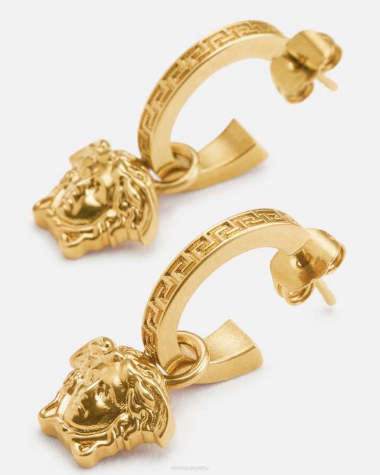 Versace accesorios mujer pendientes de aro con greca de medusa 6BPV766 oro