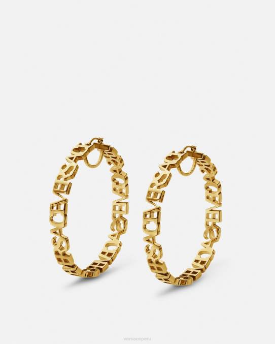 Versace accesorios mujer pendientes de aro con logo 6BPV803 oro