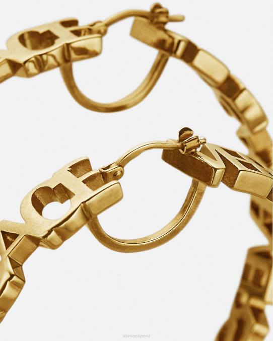 Versace accesorios mujer pendientes de aro con logo 6BPV803 oro