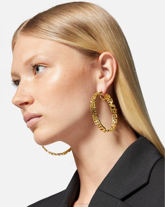 Versace accesorios mujer pendientes de aro con logo 6BPV803 oro