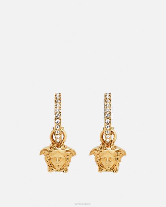 Versace accesorios mujer pendientes de aro con medusa de cristal 6BPV788 oro