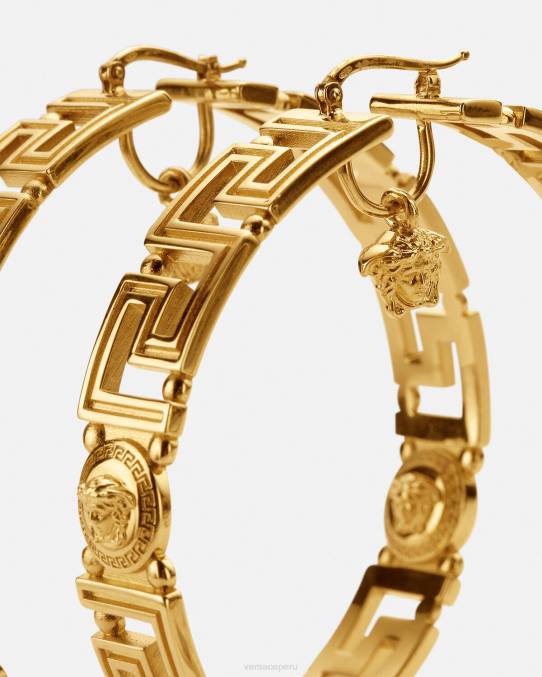 Versace accesorios mujer pendientes de aro con medusa y greca 6BPV832 oro
