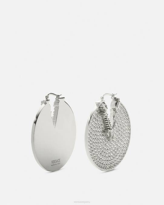 Versace accesorios mujer pendientes de aro virtus de cristal 6BPV856 plata
